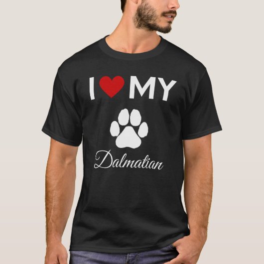 Ik hou van Dalmatische hond aangepaste tekst T-shirt (Voorkant)