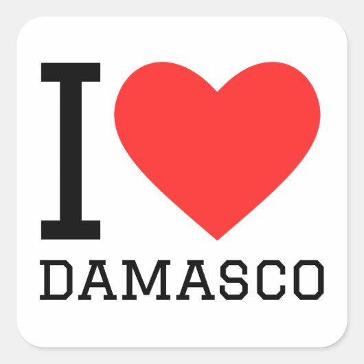 Ik hou van damasco vierkante sticker (Voorkant)