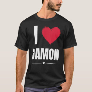 Ik hou van DAMON voornaam rood hart grappige perso T-shirt