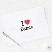 Ik hou van Dance hart op maat gepersonaliseerd Ronde Sticker (Envelop)