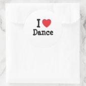 Ik hou van Dance hart op maat gepersonaliseerd Ronde Sticker (Tas)