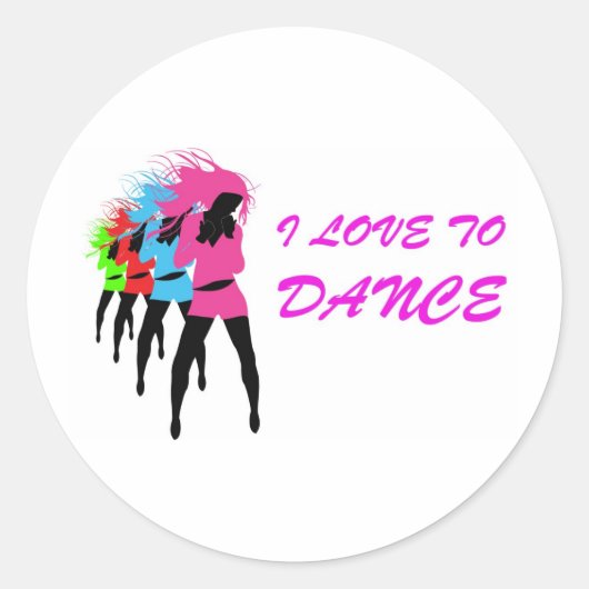 Ik hou van dans ronde sticker (Voorkant)