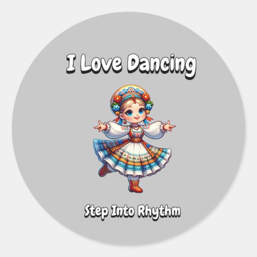 Ik hou van dansen - stap in het ritme ronde sticker (Voorkant)