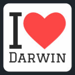 Ik hou van Darwin Vierkante Sticker<br><div class="desc">Ik hou van Darwin,  voor de liefhebbers van Australië</div>