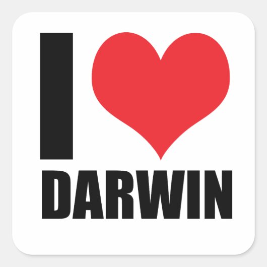 Ik hou van Darwin Vierkante Sticker (Voorkant)