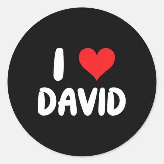 Ik hou van David - Hart  Ronde Sticker (Voorkant)