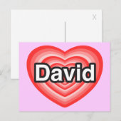 Ik hou van David. Ik hou van je David. Hart Briefkaart (Voorkant / Achterkant)