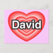 Ik hou van David. Ik hou van je David. Hart Briefkaart (Voorkant)