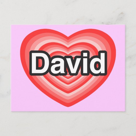 Ik hou van David. Ik hou van je David. Hart Briefkaart (Voorkant)