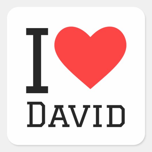 Ik hou van david vierkante sticker (Voorkant)