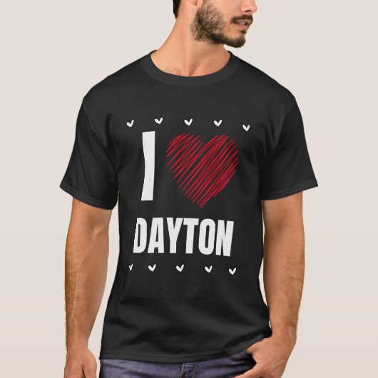 Ik hou van Dayton voornaam Cool Heart Grappig pers T-shirt (Voorkant)