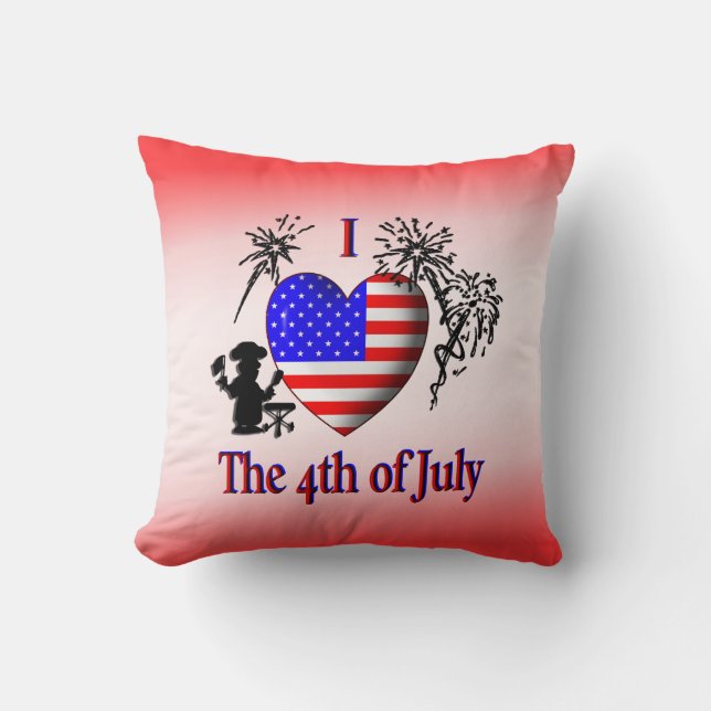 Ik hou van de 4 juli Rode Amerikaanse Mojo Kussen (Voorkant)