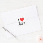Ik hou van de 60s vierkante sticker (Envelop)