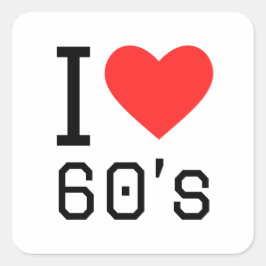 Ik hou van de 60s vierkante sticker