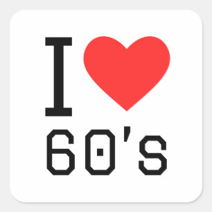 Ik hou van de 60s vierkante sticker
