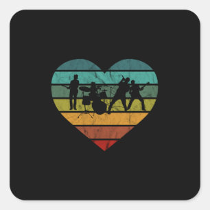 Ik hou van de 70s muziekband hart vierkante sticker