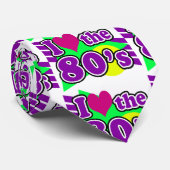 Ik hou van de 80 Geometric Neon Eighties Party Stropdas (Opgerold)