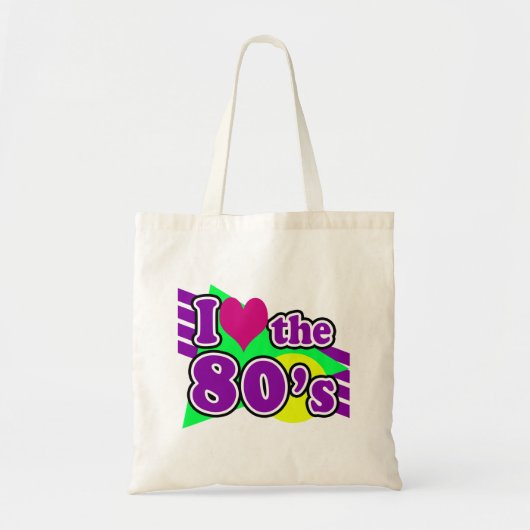 Ik hou van de 80 Geometric Neon Eighties Party Tote Bag (Voorkant)