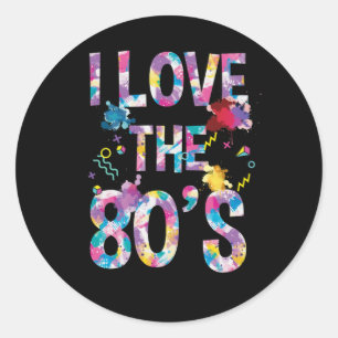 Ik hou van de 80 Retro Water-Color Aardines Ronde Sticker