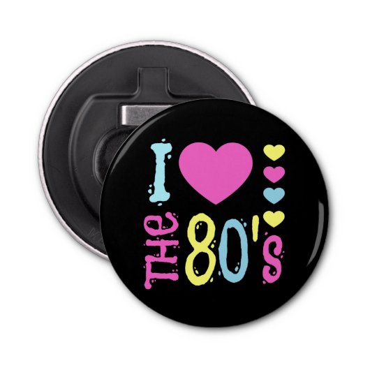 Ik hou van de 80s Disco Costume Button Flesopener (Voorkant)