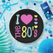 Ik hou van de 80s Disco Costume Papieren Bordje (Feest)