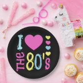 Ik hou van de 80s Disco Costume Papieren Bordje (Feest)