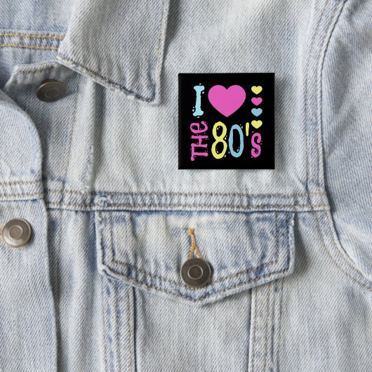 Ik hou van de 80s Disco Costume Vierkante Button 5,1 Cm (In situ)
