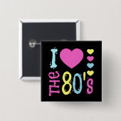 Ik hou van de 80s Disco Costume Vierkante Button 5,1 Cm (Voorkant /achterkant)