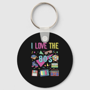Ik hou van de 80s-kleden voor vrouwen en Mannen Sleutelhanger