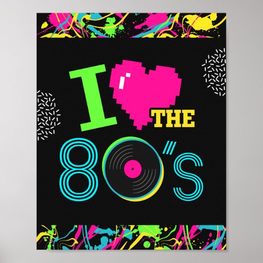 Ik hou van de 80s Neon Party Sign Poster (Voorkant)