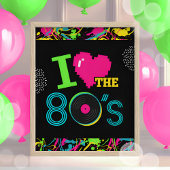 Ik hou van de 80s Neon Party Sign Poster