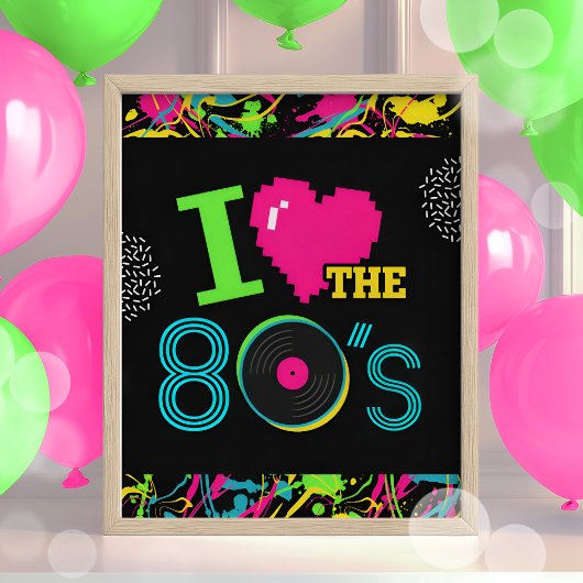 Ik hou van de 80s Neon Party Sign Poster
