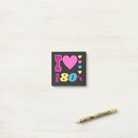 Ik hou van de 80's post-it® notes (Op bureau)