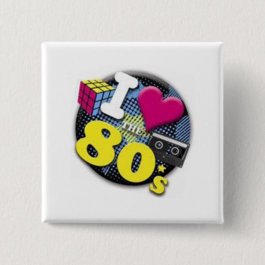 Ik hou van de 80's vierkante button 5,1 cm (Voorkant)