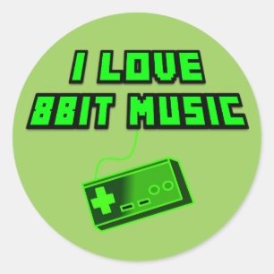 Ik hou van de 8-bits Music Green Retro Digital Art Ronde Sticker