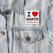 Ik hou van de aarde om de opwarming van de aarde t vierkante button 5,1 cm (In situ)