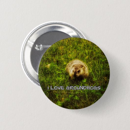 Ik hou van de aardhogs-knop ronde button 5,7 cm (Voorkant /achterkant)