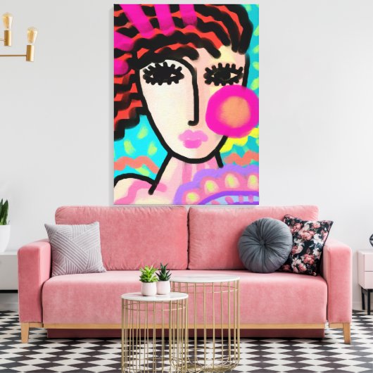 Ik hou van de Abstracte Digitale Verf van de zomer Canvas Afdruk (Insitu (Woonkamer))