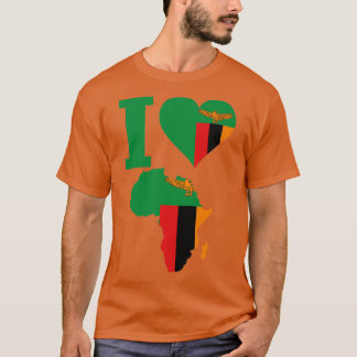 Ik hou van de Afrikaanse vlag van Zambia T-shirt