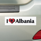 Ik hou van de Albanese vlag Bumpersticker (Op auto)