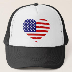Ik hou van de Amerikaanse Grunge Heart Trucker Hat Pet