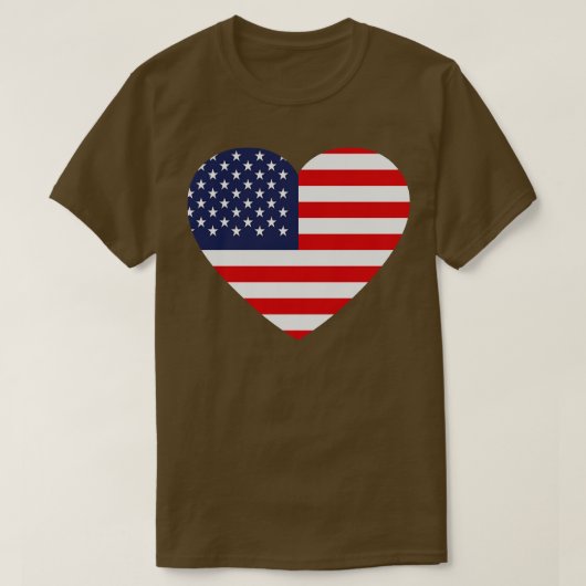 Ik hou van de Amerikaanse hartvormige Amerikaanse  T-shirt (Design voorkant)