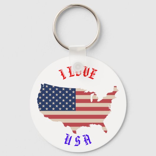 Ik hou van de Amerikaanse vlag Amerikaanse Sleutel Sleutelhanger (Voorkant)