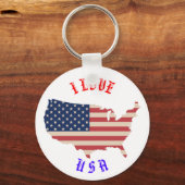 Ik hou van de Amerikaanse vlag Amerikaanse Sleutel Sleutelhanger (Voorkant)
