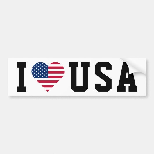 Ik hou van de Amerikaanse vlag Heart Shape Bumpers Bumpersticker (Voorkant)
