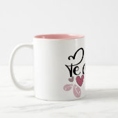 Ik hou van de amo Valentine day vibes Tweekleurige Koffiemok (Links)