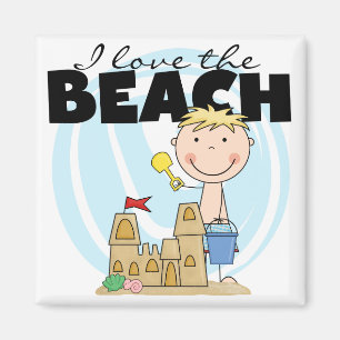 Ik hou van de Beach Blond Boy Tshirts en cadeautje Magneet