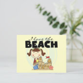 Ik hou van de Beach Brunette Girl Tshirts en cadea Briefkaart (Staand voorkant)