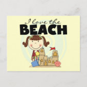 Ik hou van de Beach Brunette Girl Tshirts en cadea Briefkaart (Voorkant)