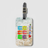 Ik hou van de Beach, kleurrijke teenslippers, Bagagelabel (Voorkant (verticaal))